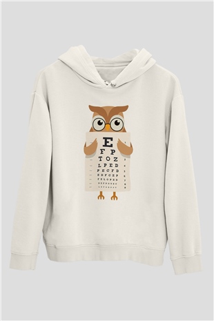 Göz doktoru Beyaz Unisex Kapüşonlu Sweatshirt