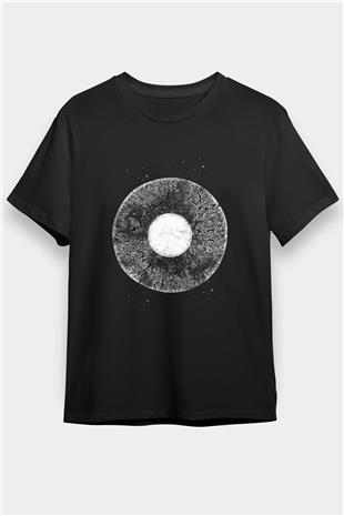 Göz İrisi Baskılı Unisex Siyah Tişört - Tshirt
