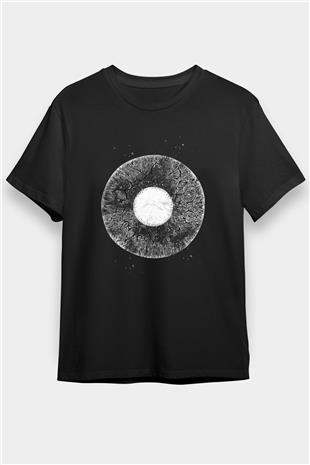 Göz İrisi Baskılı Unisex Siyah Tişört - Tshirt