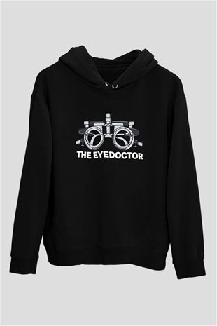 Gözlükçü Siyah Unisex Kapüşonlu Sweatshirt