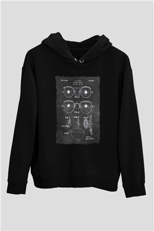 Gözlükçü Siyah Unisex Kapüşonlu Sweatshirt