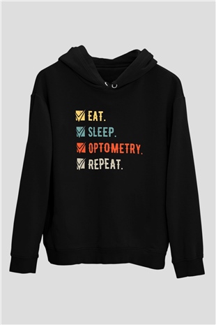 Gözlükçü Siyah Unisex Kapüşonlu Sweatshirt