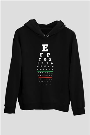 Gözlükçü Siyah Unisex Kapüşonlu Sweatshirt