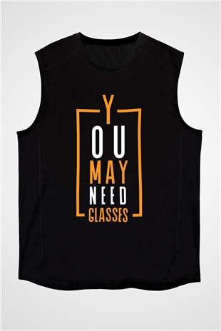 Gözlükçü Siyah Unisex Kolsuz Tişört