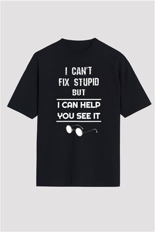 Gözlükçü Siyah Oversize Tişört Oversize T-shirt - TişörtFabrikası