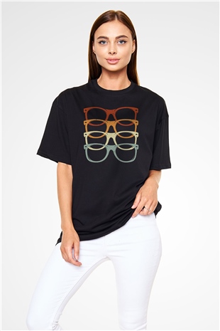 Gözlükçü Siyah Oversize Tişört Oversize T-shirt - TişörtFabrikası
