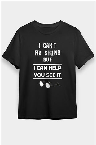 Gözlükçü Siyah Unisex Tişört T-Shirt - TişörtFabrikası