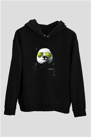 Gözlüklü PandaSiyah  Unisex Hoodie
