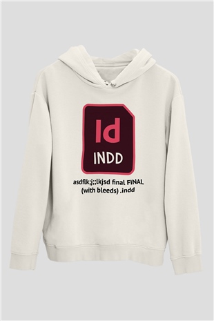 Grafiker Beyaz Unisex Kapüşonlu Sweatshirt
