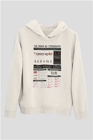 Grafiker Beyaz Unisex Kapüşonlu Sweatshirt