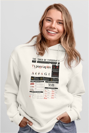 Grafiker Beyaz Unisex Kapüşonlu Sweatshirt