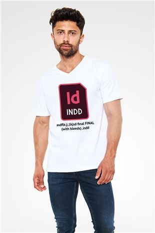 Grafiker Beyaz Unisex V Yaka Tişört