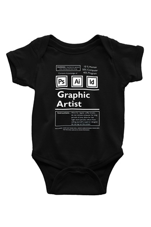Grafiker Siyah Bebek Body - Zıbın
