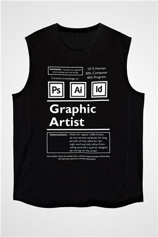 Grafiker Siyah Unisex Kolsuz Tişört