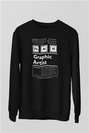 Grafiker Siyah Unisex Sweatshirt