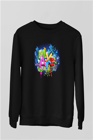 Grafiker Siyah Unisex Sweatshirt