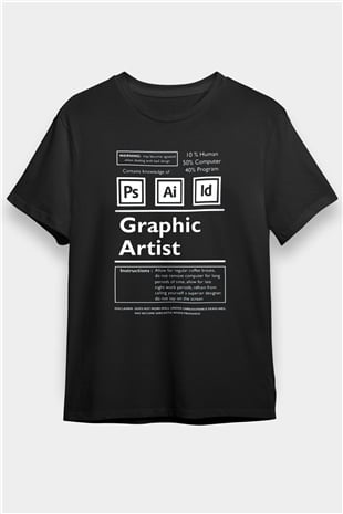 Grafiker Siyah Unisex Tişört T-Shirt - TişörtFabrikası