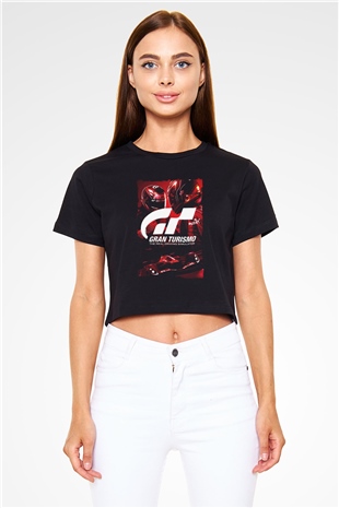Gran Turismo Siyah  Crop Top Tişört