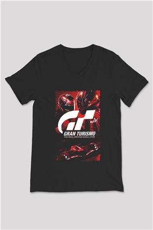 Gran Turismo Siyah Unisex V Yaka Tişört