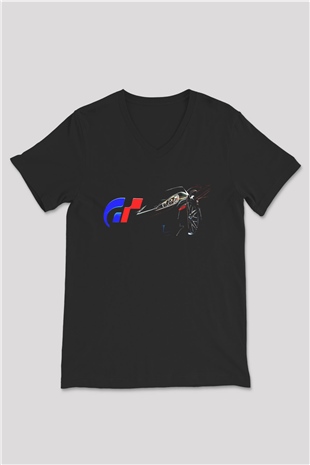 Gran Turismo Siyah Unisex V Yaka Tişört