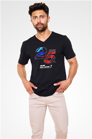 Gran Turismo Siyah Unisex V Yaka Tişört