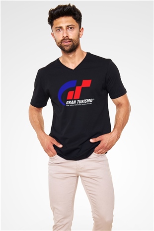 Gran Turismo Siyah Unisex V Yaka Tişört