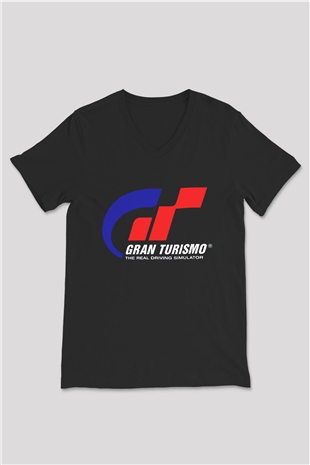 Gran Turismo Siyah Unisex V Yaka Tişört