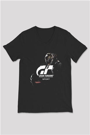 Gran Turismo Siyah Unisex V Yaka Tişört