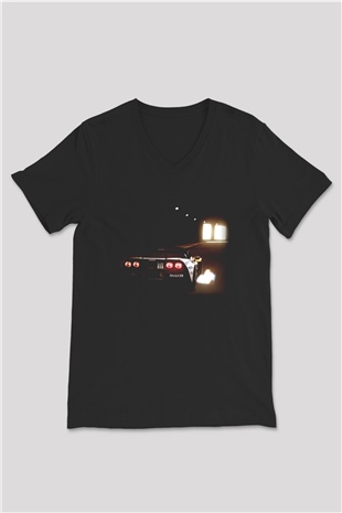 Gran Turismo Siyah Unisex V Yaka Tişört T-Shirt