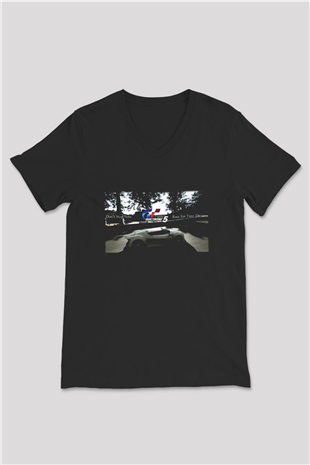 Gran Turismo Siyah Unisex V Yaka Tişört T-Shirt