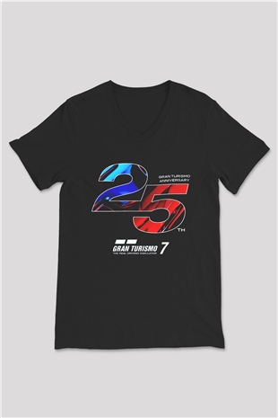 Gran Turismo Siyah Unisex V Yaka Tişört