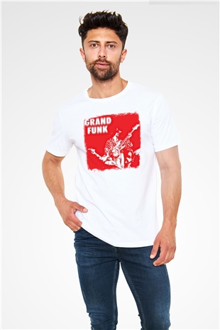 Grand Funk Railroad Baskılı Unisex Beyaz Tişört