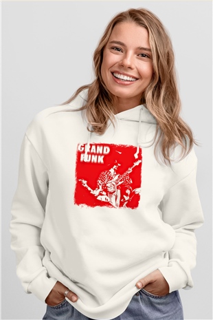 Grand Funk Railroad Baskılı Unisex Beyaz Hoodie