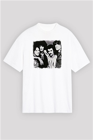 Grand Funk Railroad Baskılı Unisex Beyaz Oversize Tişört