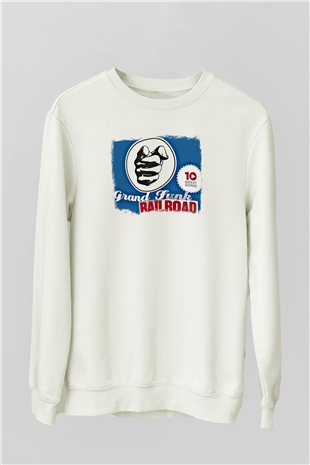 Grand Funk Railroad Baskılı Unisex Beyaz Sweatshirt