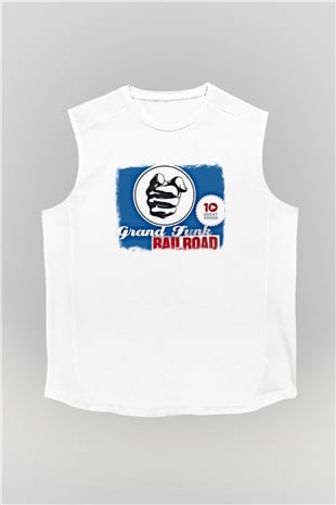 Grand Funk Railroad Baskılı Unisex Beyaz Kolsuz Tişört