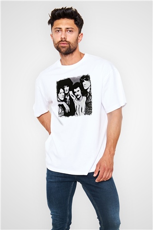 Grand Funk Railroad Baskılı Unisex Beyaz Oversize Tişört