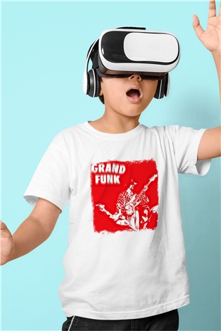 Grand Funk Railroad Baskılı Unisex Beyaz Çocuk Tişört