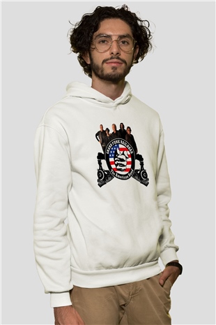Grand Funk Railroad Beyaz Unisex Kapşonlu Sweatshirt