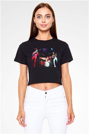 Grand Funk Railroad Siyah Crop Top Tişört