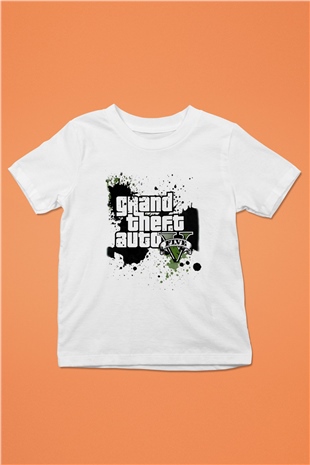 Grand Theft Auto Baskılı Beyaz Unisex Çocuk Tişört