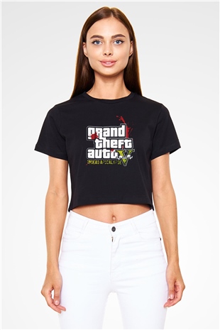 Grand Theft Auto Beyaz  Crop Top Tişört