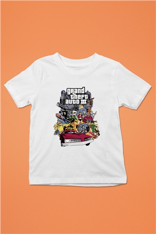 Grand Theft Auto Beyaz Unisex Çocuk Tişört