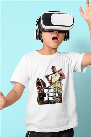 Grand Theft Auto Beyaz Unisex Çocuk Tişört