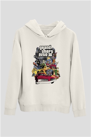 Grand Theft Auto Beyaz Unisex Hoodie
