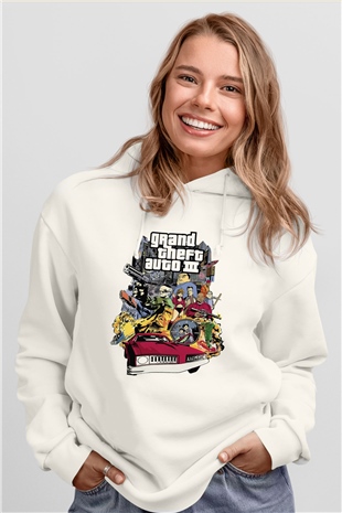 Grand Theft Auto Beyaz Unisex Hoodie