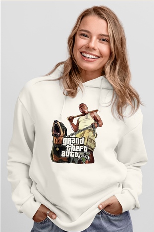 Grand Theft Auto Beyaz Unisex Hoodie