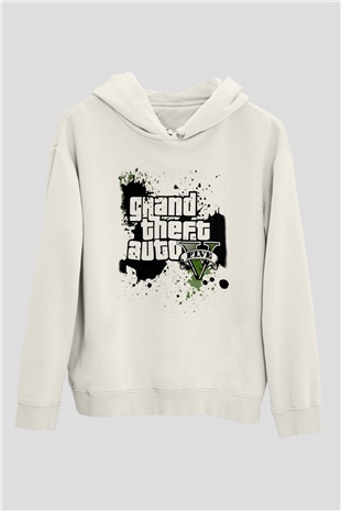 Grand Theft Auto Beyaz Unisex Kapşonlu Sweatshirt