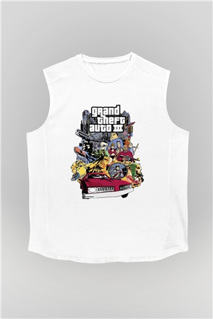 Grand Theft Auto Beyaz Unisex Kolsuz Tişört