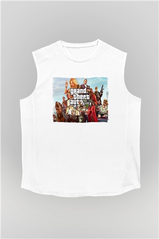Grand Theft Auto Beyaz Unisex Kolsuz Tişört